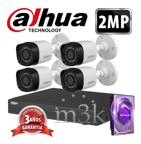 Kit Seguridad Dahua Dvr 4 + 4 Camaras Ext 1080p + 1tb M3k