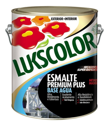 Tinta Esmalte Brilhante Base Água Preto 3.600l Lukscolor