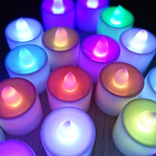 Imagen 4 de 4 de Velas Led Multicolor Brillantes Decoración