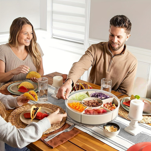 Bandeja Snacks Giratoria Con Múltiples Compartimentos Y Tapa