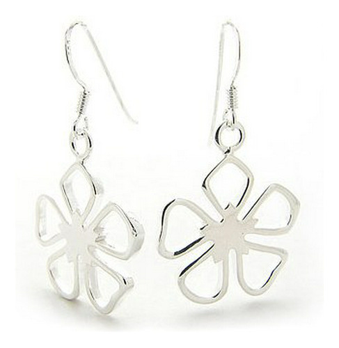 Aretes Anzuelo - Dangling Open 5-petal Sterling Silver Flowe