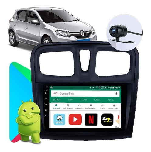 Kit Multimidia Sandero 2018 2017 2016 2015 Android 9.1 Gps