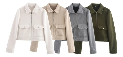 Chaqueta Con Cremallera De Moda Para Mujer
