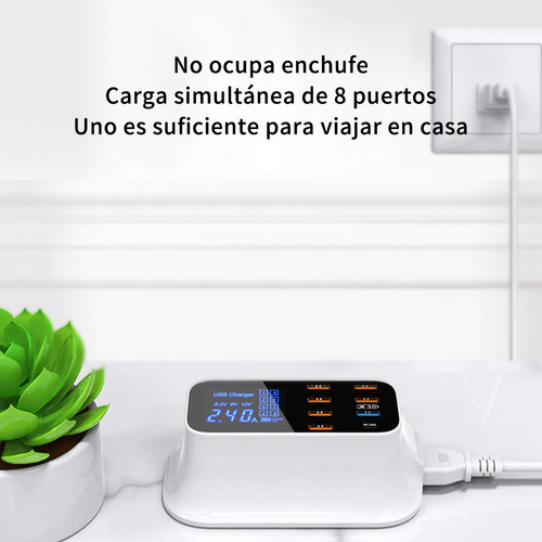 Puerto de carga rápida inteligente M&H 102 con 8 puertos usb 3.0 color blanco