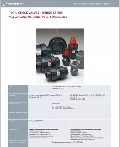 Válvula Check Bola 4 Pvc Cementar Cédula 80 Cepex C/cedazo