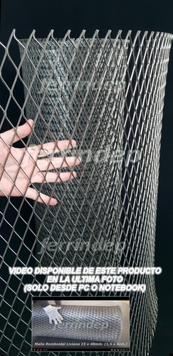 Imagen 2 de 10 de Malla Romboidal Metál Desplegado 20x50mm Rollo 1 X 10mts