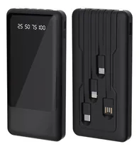 Comprar Power Bank Batería Portátil 10000 mAh Incluye Luz Incorporada, 4 Cables Intergrados Micro USB, iP, Tipo-C Y USB MVPSMART P103 Negro, Cargador Portátil Con Batería Recargable, 2 Puertos USB Y Tipo-C
