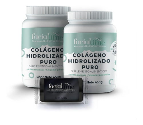 Kit 2 Colágeno Hidrolizado Puro + Jabón De Carbón Activado