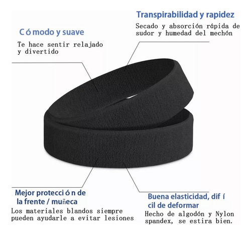 . 6pzs Banditas Deportivas Cabeza Diadema Absorbe El Sudor