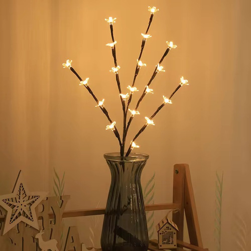 Luces Arbol Ramas Flor Led A Pila Cálida 70cm Navidad Deco Cálida