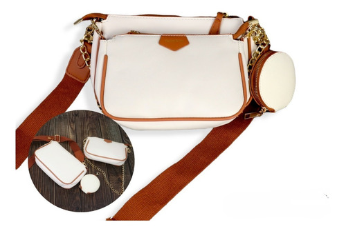 Bolsa Diseño Elegante Bolso Dama Mujer Piel Pu 3 Piezas