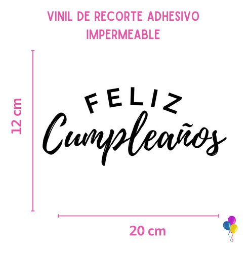 Vinil Feliz Cumpleaños Para Globos Y Cajas