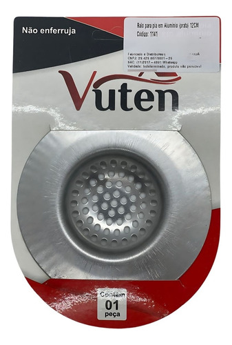 Ralo De Pia Em Aluminio 12cm Borda Grande Evita Entupimento