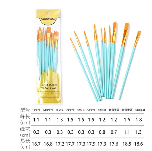 M 10 Pinceles Para Oleo Acrílico Acuarela Pincel Aceite