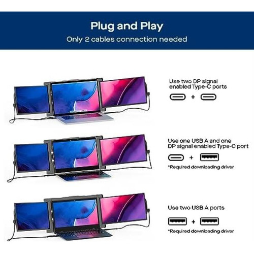 Monitor Portátil Para Computadora Portátil Trio De 13.3 Píxe