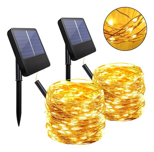 2pack 8 Modo Serie Luces Solares Exterior 100 Led 12 Meters