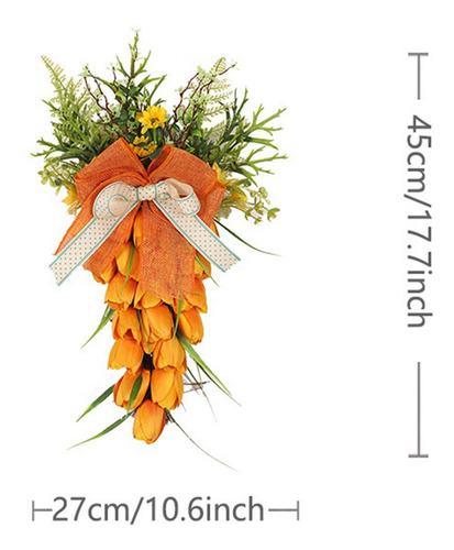 Corona De Zanahoria De Pascua Para Puerta Delantera, Corona