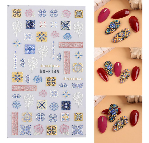 2 X 2x5d 3d Pegatina De Uñas En Relieve Lindo 2 Piezas