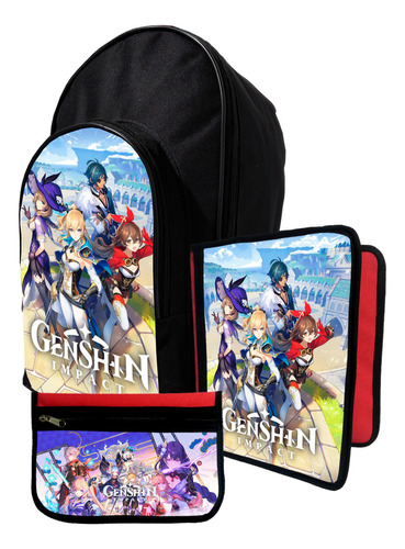 Kit Mochila+ Carpeta+ Cartu De Genshin Impact #548