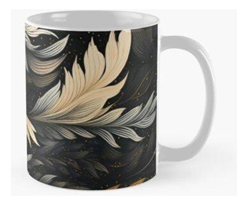 Taza X4 Textura Hojas Platiadas Y Doradas  Calidad Premium