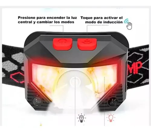 Linterna Minera Led Frontal Recargable 6 Modos Con Sensor
