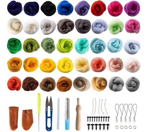 Kit De Fieltro De Aguja Principiantes Adulto 40pcs Fiel...