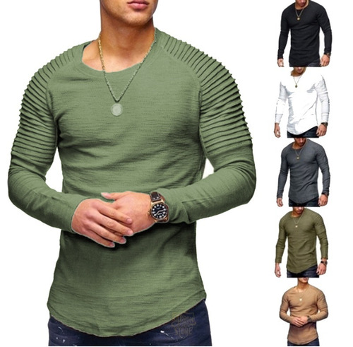 Remera Hombre Entallada Al Cuerpo Slim Fit Manga Larga A15
