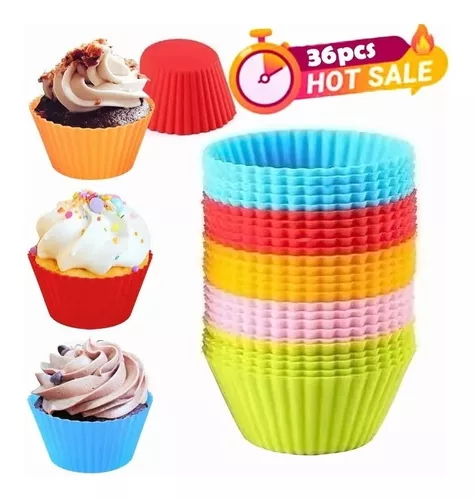 36 Moldes De Silicona Para Reposteria Muffins Cupcakes Magdalenas Tazas  Hornear