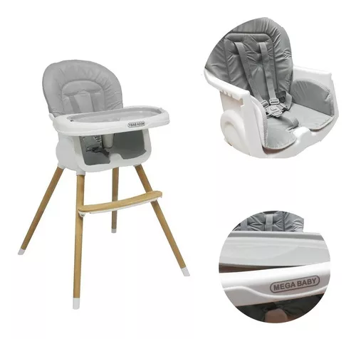 Silla De Comer Mega Baby Para Bebe New York Doble Bandeja Nombre Del Diseño Mega Baby Color Gris