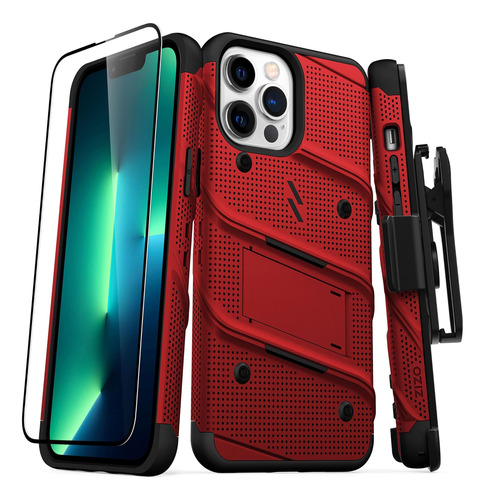 Funda Para iPhone 13 Pro Max Zizo Bolt Bundle Roja Estuche