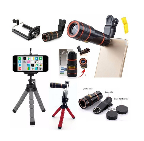 Kit Super Luneta Lente Zoom Celular Universal + Mini Tripé