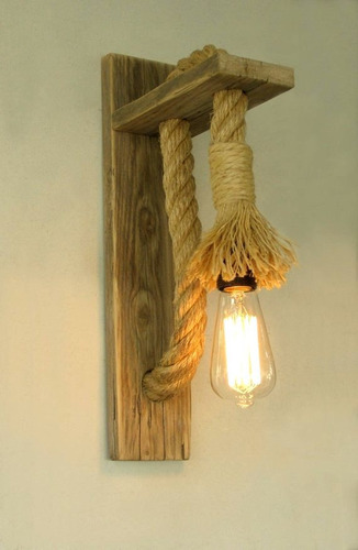 Lámpara De Pared De Cuerda Con Foco Vintage Incluido
