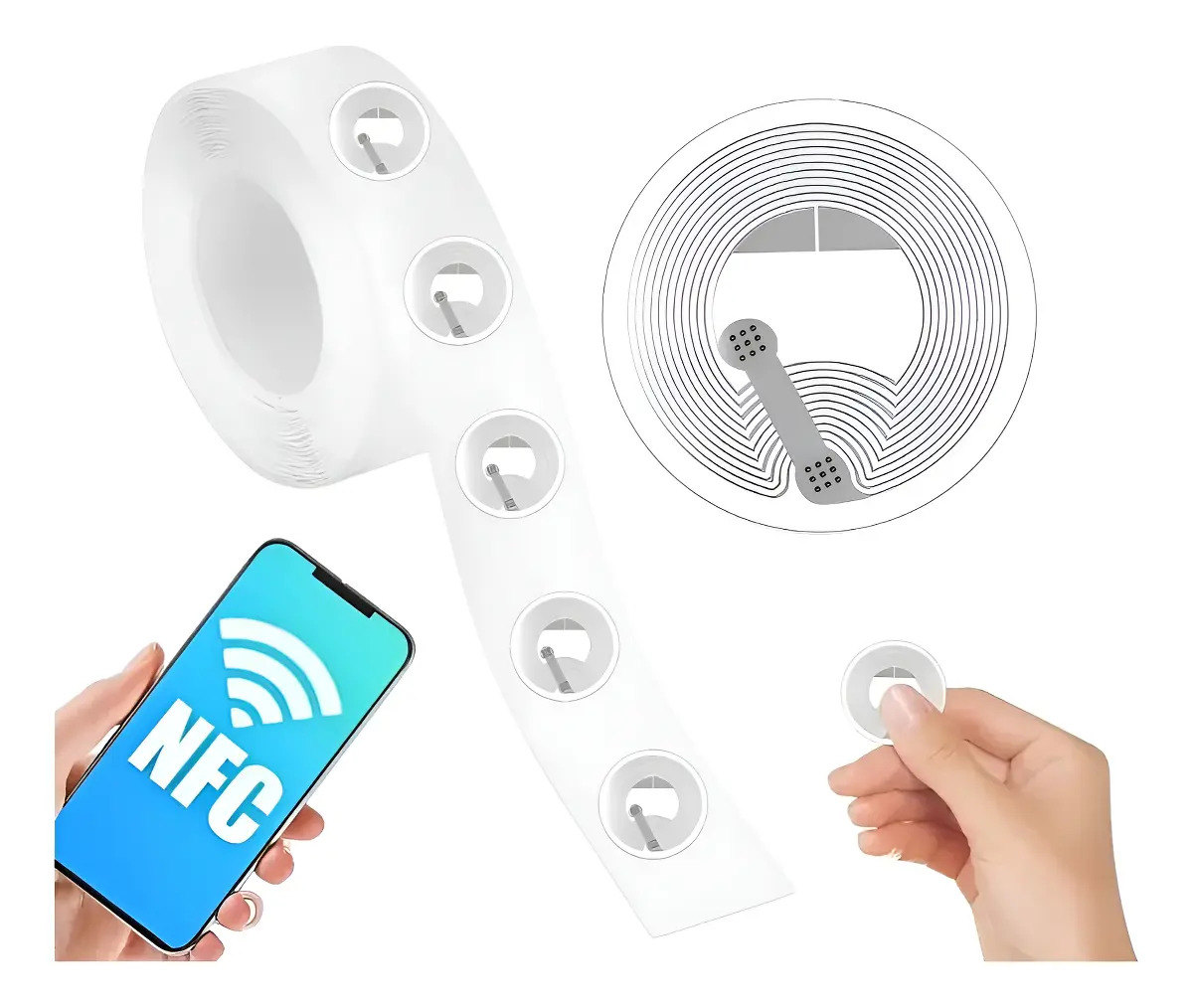 100pzs Sticker Tag Ntag213 Rfid 13.56 Mhz Nfc Iso 14443a Cel