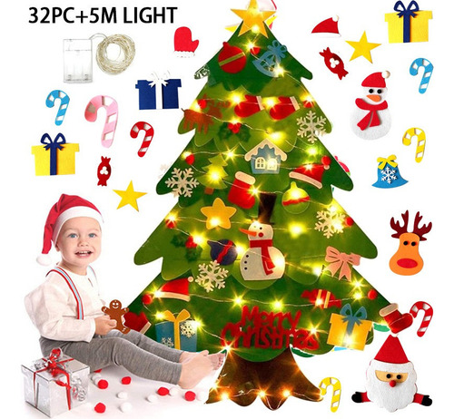 Árvore De Natal De Feltro Diy Feliz Natal Navidad Papai Noel