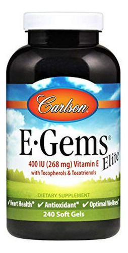 Carlson - E-gems Elite, 400 Ui De Vitamina E Con Tocoferoles