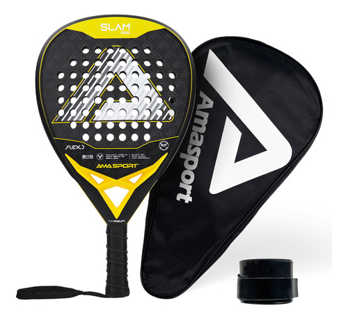 Pala De Padel Amasport 100% Carbono 355g Color Amarillo