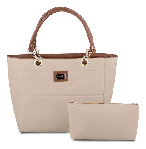 Bolsa Austin + Cosmetiquera Color Beige/Café