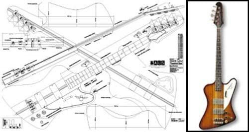 Plan De Gibson Thunderbird Bajo De 4 Cuerdas - Impresión A E