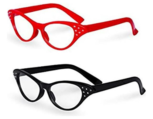 Red/black Cat Eye Retro Costume Dress Up Hip Hop Gafas De Di