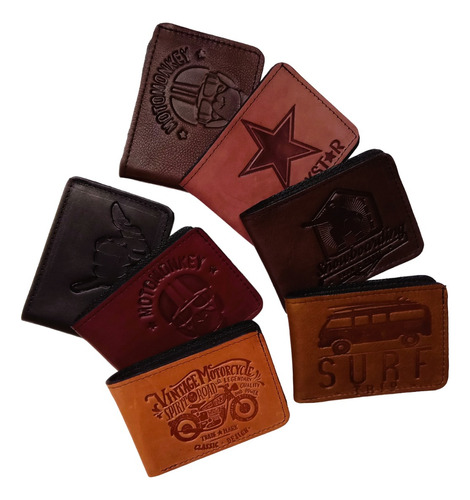 Billetera Sellos Surf En Cuero Pack 12 Unidades Suela Grandes Sellos