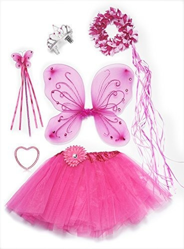 Pink Fairy Princess Costume Set 6 Piezas