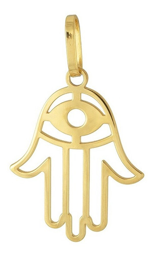 Pingente Ouro 18k Palma Hamsa Olho Grego Espelhado