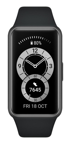 Imagen 1 de 4 de Huawei Band 6 1.47" caja de polímero dark gray, malla graphite black de silicona FRA-B19