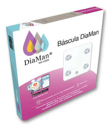 Bascula Digital Inteligente Bluetooth Con App Diaman Smart Color Aqua