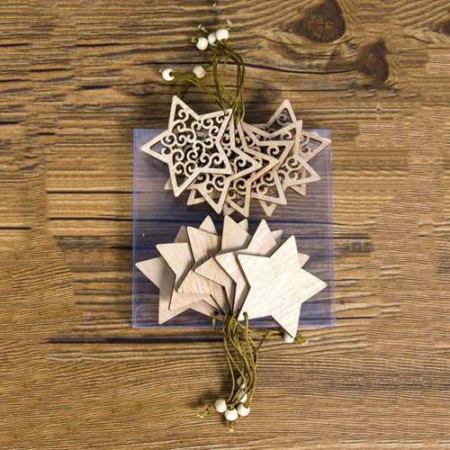 2 X 10 Piezas De Adorno Colgante De Madera De Navidad,