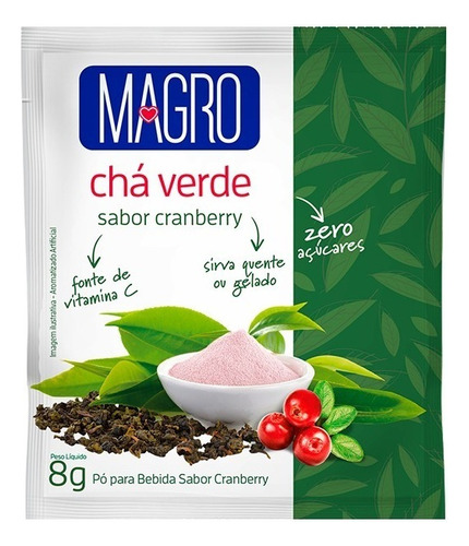 Chá Verde Magro Sabor Cramberry 8g- Display