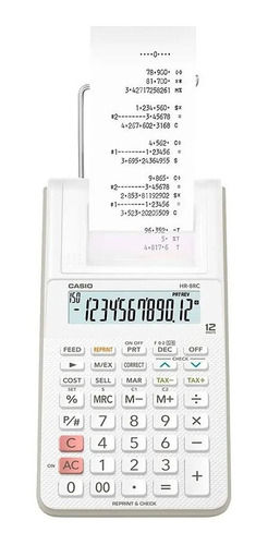 Calculadora Casio Com Impressão Hr-8 Rc- Bk 12 Dig. +  Fonte