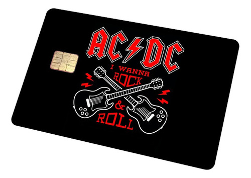 Sticker Para Tarjeta Nuevo Banda Acdc Logo Guitarras