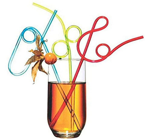 Crazy Straws, Reutilizable, Colorida, Con Forma De Lazo Vari