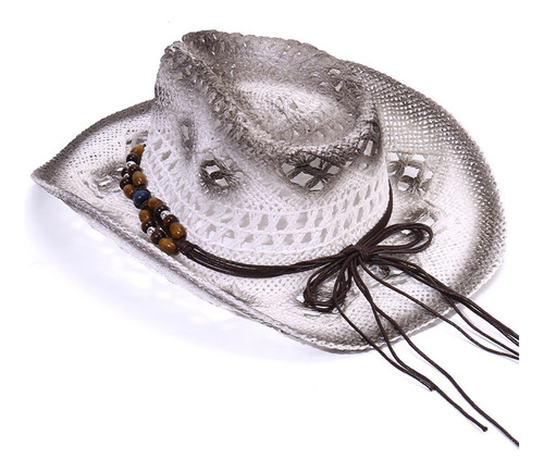 Sombrero De Vaquera De Paja For Hombre Y Mujer, Ala Ancha,